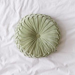 [SOLD] Urban Outfitters round pintuck pillows in Light Green and Rose.